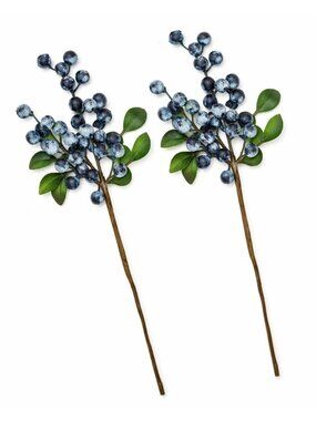 Artificial Blueberry Stems Faux Huckleberry Berries Floral Picks Wreath Supply S